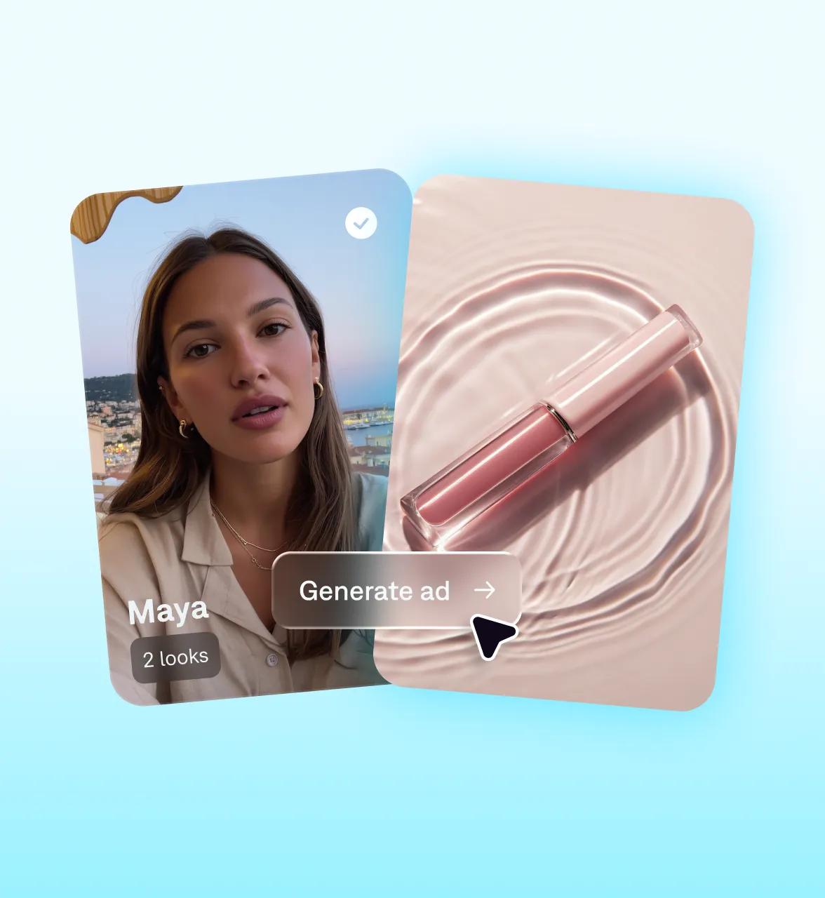 Creator portrait video thumbnail labeled 'Strategy' with social media platform icons displayed on the left side, illustrating how Captions helps marketers plan and produce video ad campaigns across platforms.